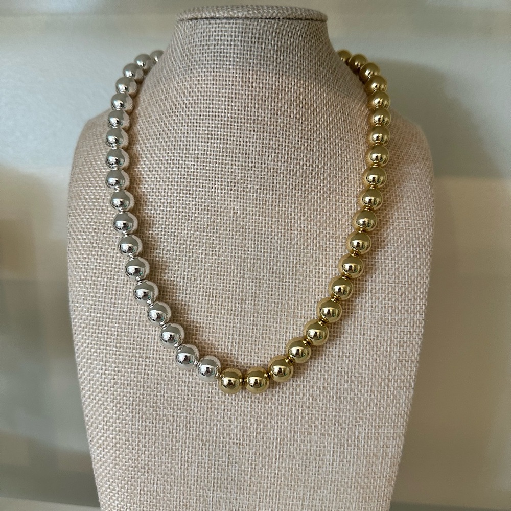 Park Lane Disco Necklace - Elegant Silver and Gold Beaded Necklace